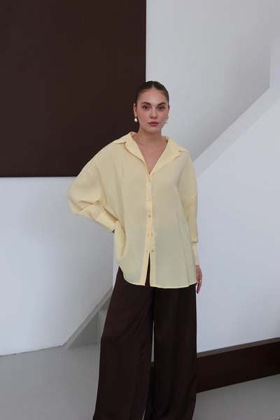 roea Drapey Oversized Modal Shirt Yellow