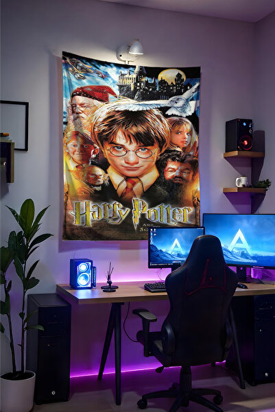 Halura Harry Potter Duvar Örtüsü– Kaliteli Kumaş, Gamer Oda Dekoru Tapestry D...