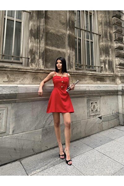 lina bayan giyim MİNİ ELBİSE RED - KIRMIZI