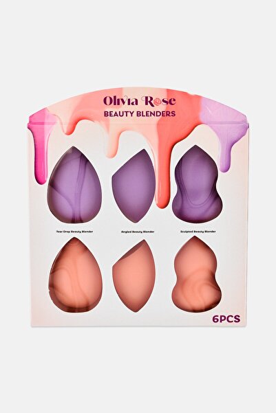 Olivia Rose 6 Pieces Beauty Blenders, Multicolor