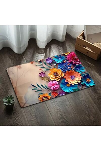 QGC Covor pentru baie din diatomit cu design floral 3D