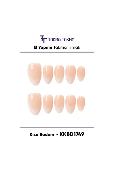 Takma Takma XS Beden 10'lu Kısa Badem KKBD1749 Tekrar Kullanılabilir El Yapım...