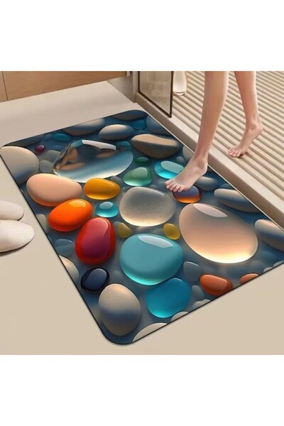 QGC Set de 2 covorașe 3D Diatomite moale antialunecare , roșu gri, 50x80cm, 4...