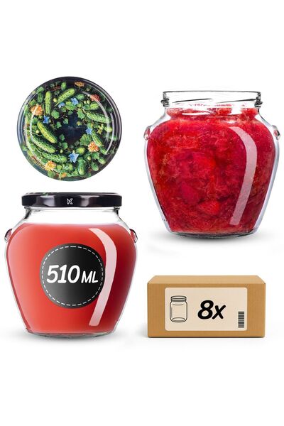 KADAX Borcan pentru conservare cu capac filetat, 82 mm, 580 ml, 8 buc.