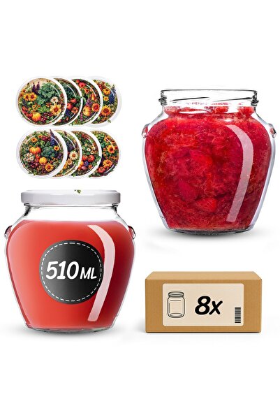 KADAX Borcan pentru conservare cu capac filetat, 82 mm, 580 ml, 8 buc.