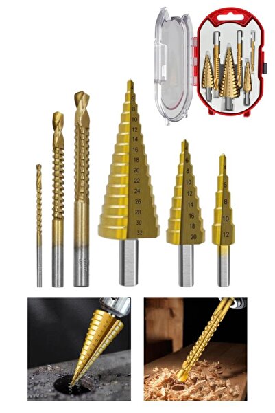 DepoMega 6 Parça Kademeli Matkap Ucu Sac Delme Seti Özel Kutulu