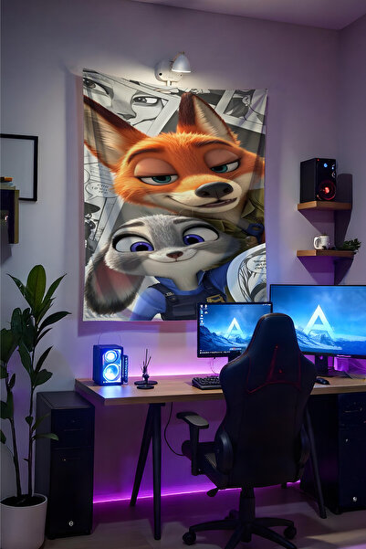 Halura غطاء جداري من Zootropolis Zootopia - قماش عالي الجودة، ديكور غرفة الأل...