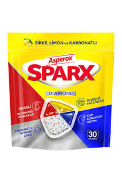 ASPEROX كبسولات سباركس دايموند لغسالة الأطباق 30 قطعة الكل في واحد