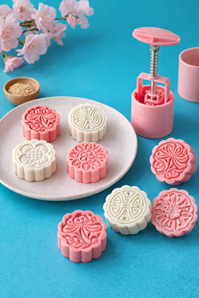 Neskuk Mooncake Cookie Mold Stamp Set Patterned Press Cookie Printing Molds