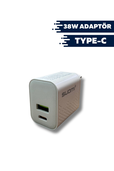 Suomi 38W Hızlı Şarj Adaptörü Type-c ve USB Girişli 3.0