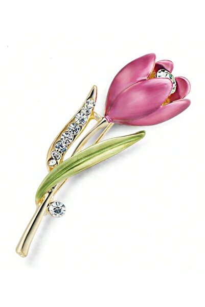 The Casius. Brosa floare tip lalea roz, 5.3x2 cm