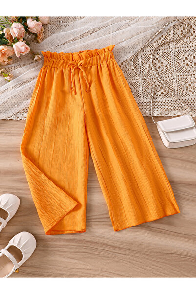 Take Two By Styli Girls Orange Wide Leg Trousers with Drawstring