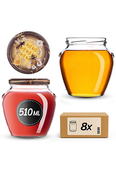 KADAX Borcan pentru conservare cu capac filetat, 82 mm, 580 ml, 8 buc.