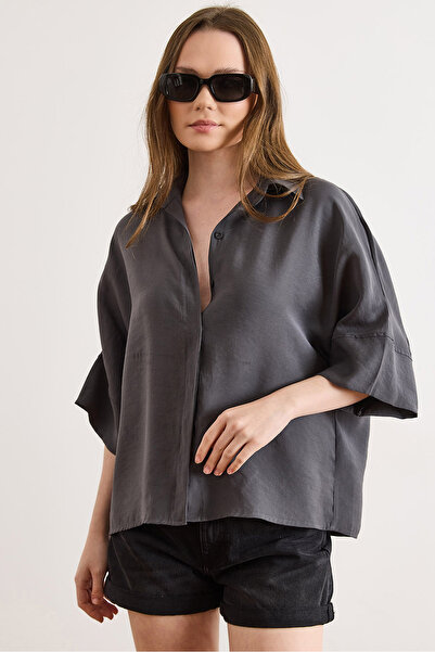 Olalook Γυναικείο πουκάμισο Smoked Bat με κρυφές τσέπες Ρευστή εφαρμογή Μοντά...