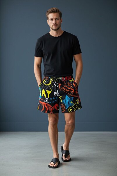 Piyera شورت سباحة رجالي بسحّاب أمامي وخلفي بجيوب سريع الجفاف شورت شاطئ مطاطي ...