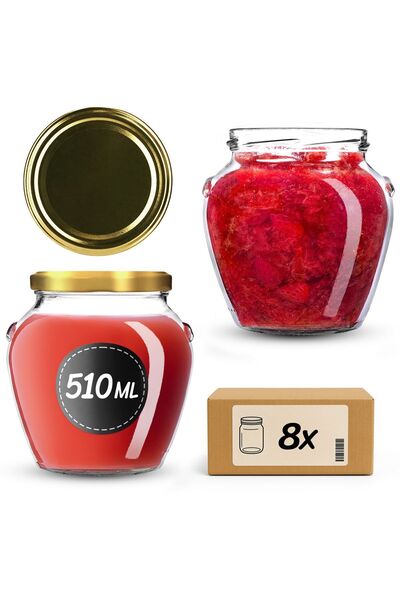 KADAX Borcan pentru conservare cu capac filetat, 82 mm, 580 ml, 8 buc.