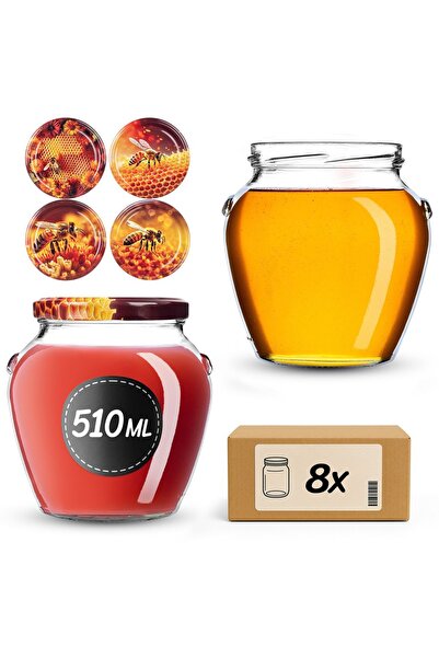 KADAX Borcan pentru conservare cu capac filetat, 82 mm, 580 ml, 8 buc.