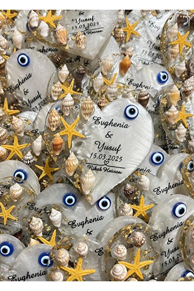 TURKAFONE Deniz Kabuk ve Yıldız ve Nazar Boncuk Epoksi Magnet (5 ADET)