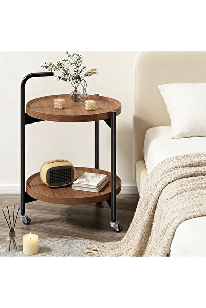 Bleco طاولة قهوة متعددة الوظائف مزدوج الطبقات مع وحدة تخزين متحركة وطاولة جانبية