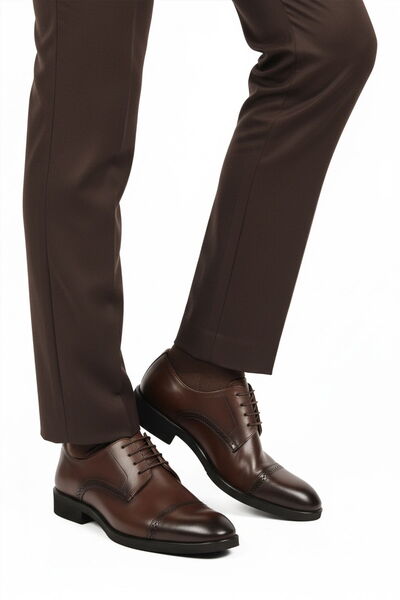Aspor Brown Genuine Leather Lace-Up Men's Classic Shoes