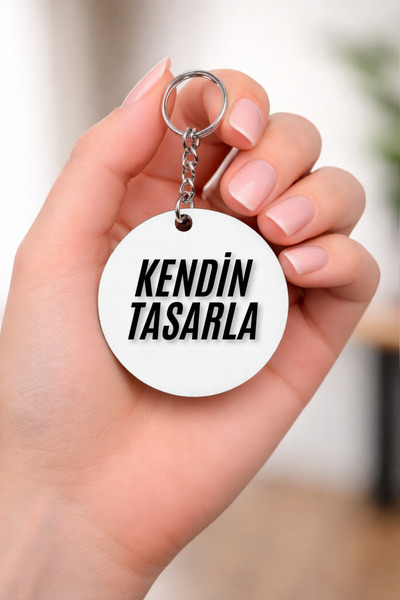 cekud tasarım baskı Kendin Tasarla Ahşap Yuvarlak Anahtarlık – Kişiye Özel Fo...
