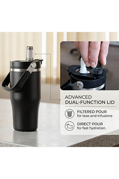 Extramall Termos modern cu capac dual – ideal pentru ceai și băuturi zilnice