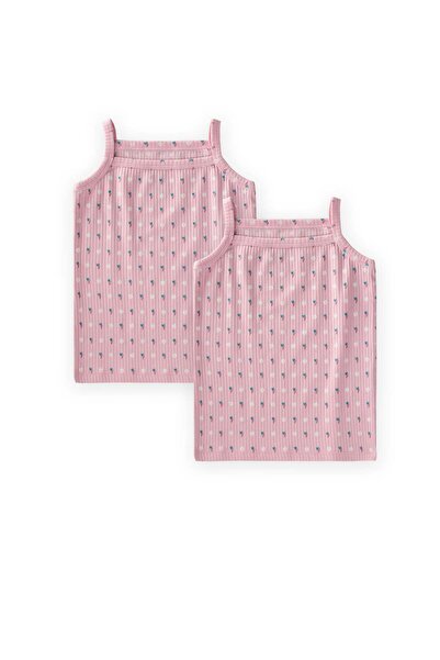 Cigit Tricou pentru fete cu bretele duble, cu model floral pudrat, pentru vâr...