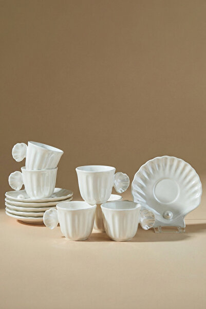 Karaca İstiridye Lüsterli 6 Kişilik Kahve Fincan Takımı 90 ml