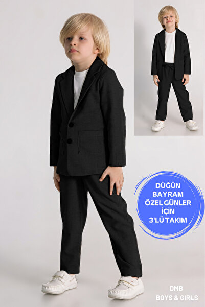 DMB BOYS & GIRLS Premium Linen Boys' 3-Piece Suit