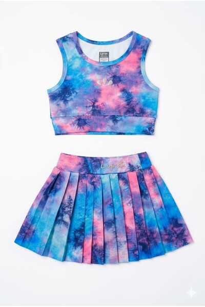 Beniizle Costum de baie pentru fete Lyrax Embossed, pachet de fustă pantalon ...