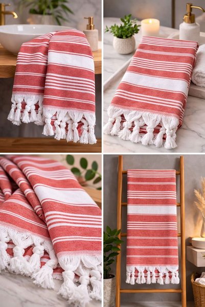 YAREN TEKSTİL Sultan Peshtemal Multi-Purpose Natural Fringed Cotton Peshtemal