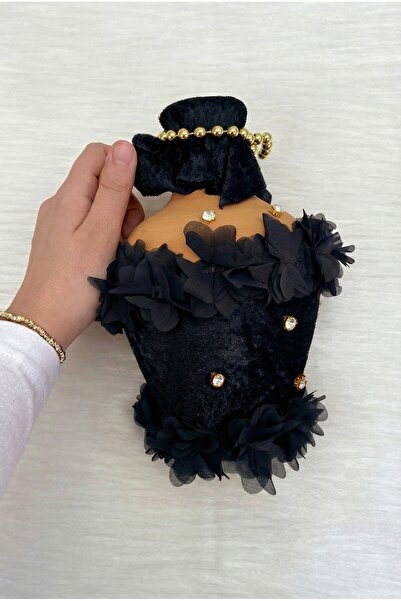 ZEYMERADE Black Test, Velvet and Flower-Decorated Bridal Henna Night Test, We...