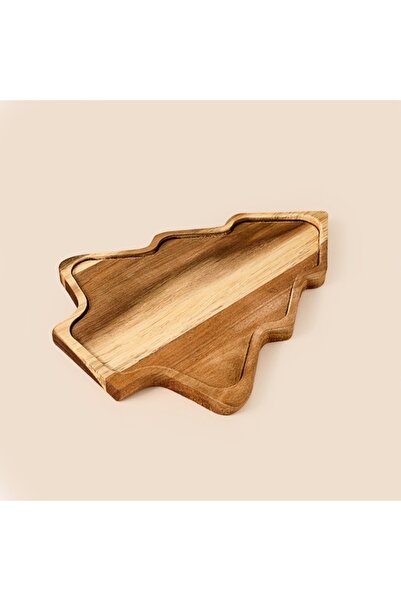 Excellent Houseware Ağaç Servis Tabağı - Kahverengi - 28x25 cm