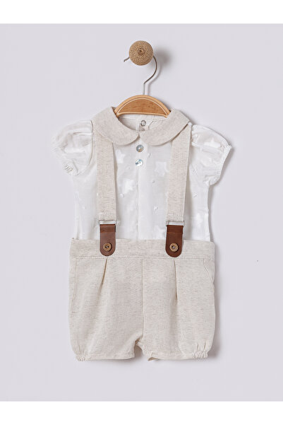 Baby shine Turkish unisex summer jumpsuit set, 100% cotton - shirt and shorts