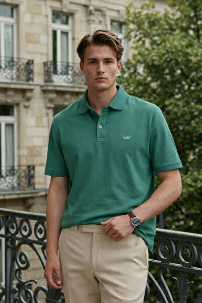 DAMGA JEANS Ανδρικό μπλουζάκι Elite Comfort Mint Polo με λαιμόκοψη