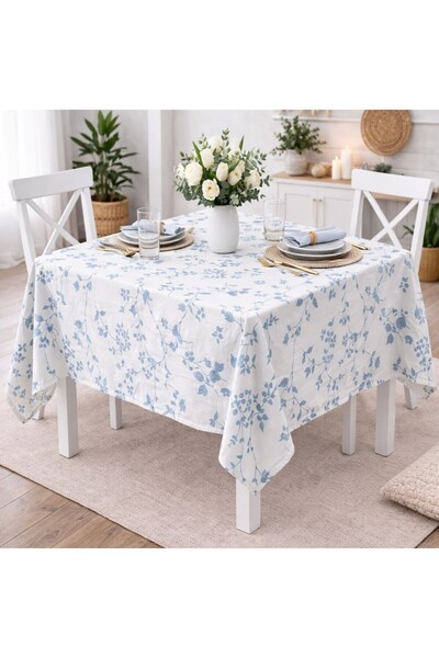 Pucioasa Teflon-coated tablecloth 120x160 cm, Blue flowers
