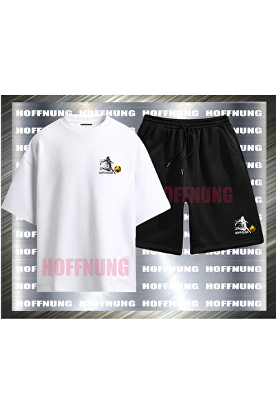 HOFFNUNG Unisex Casual Short Sleeve Set with Football Player Print Outdoor Sp...