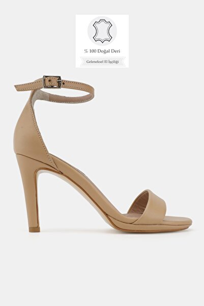TUNAELLİ Women's Nude Genuine Natural De Leather Nc Stiletto Heel Ek Band-Str...