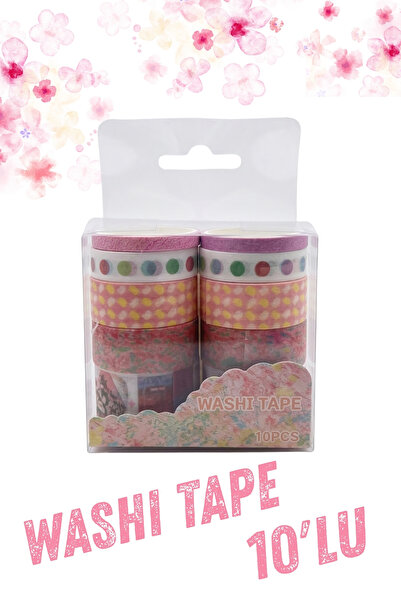Şehir Online Mağazacılık Monet Serisi 10'lu Washi Tape Seti Pembe Çiçek Temal...