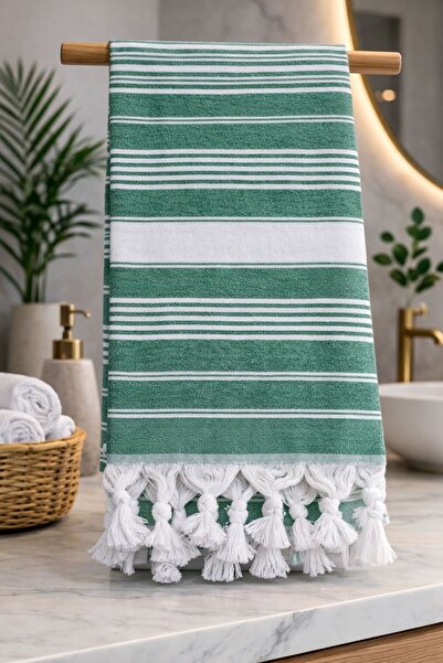 YAREN TEKSTİL Sultan Peshtemal Multi-Purpose Natural Fringed Cotton Peshtemal