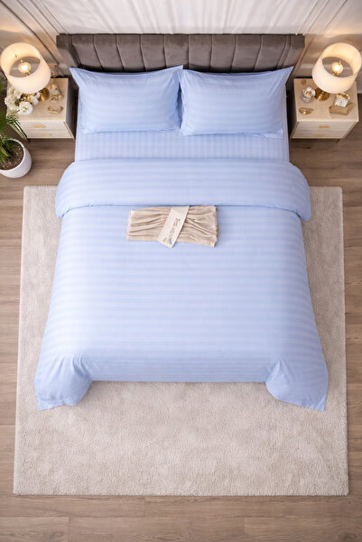 Set de in de pat damasc 4 piese 180x200 cu elastic +25 cm suplimentar, bumbac hotelier, fețe de pernă 55x80 miniatura 4