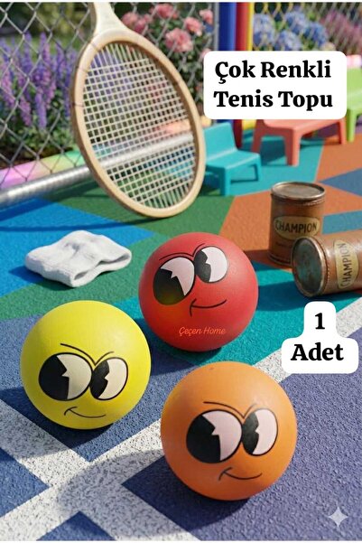 ÇEÇEN HOME (1 Adet) Renkli Zıp Zıp Top, Tenis Topu , Emojili Zıplayan Top, Eğ...