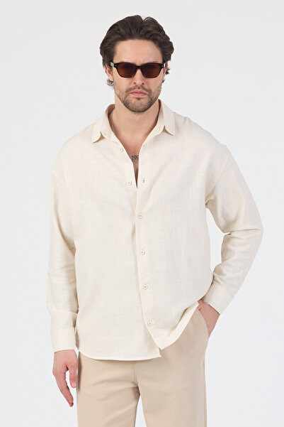 Danger Cămașă pentru bărbați, bumbac piese, in aspecturi, bej