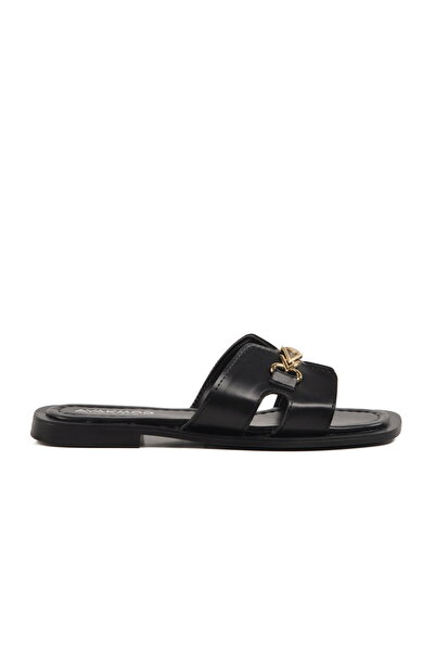 Aspor Black Lightweight Thin Sole Women's Slippers