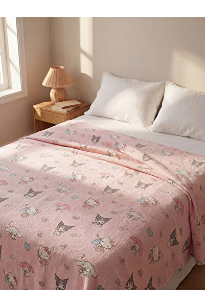 LC Waikiki Ροζ Hello Kitty με άδεια χρήσης, 100% βαμβακερό μονό κάλυμμα για κ...