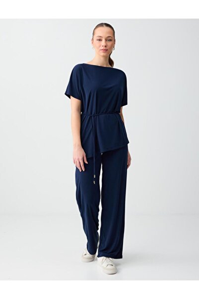 Jimmy Key Pantaloni lungi din material subțire cu talie normală și picior nor...