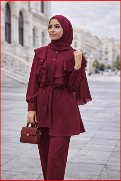 MOODMODA Ruffled Belt Piece Hijab Set
