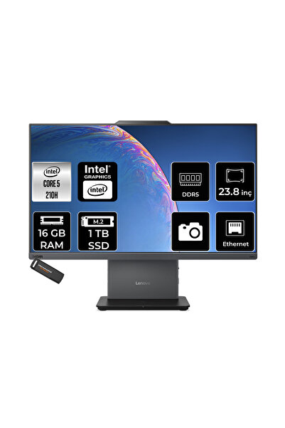 LENOVO Thinkcentre Neo 50A Core 5 210H 16GB RAM 1TB SSD 23.8" FHD FreeDOS 12SC004VTRP308 All In One Bilgisayar + Per4 USB