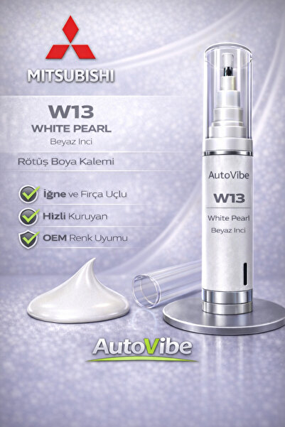 AutoVibe Mitsubishi Rötuş Boya Kalemi Alt ve Üst İki Adımlı W13 White Pearl 2...