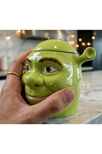 Kuzey Tacı Shrek Figürlü 3D Porselen Kupa – Özel Tasarım Dekoratif İçecek Bar...